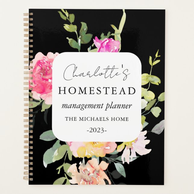 Agenda Rustic Floral Homestead Management Black (Frente)