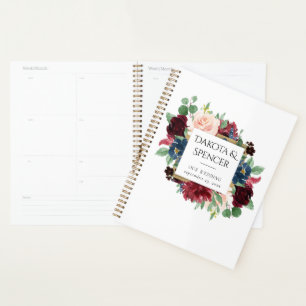 Agenda Rustic Floral   Marinho Azul Borgonha Vermelha Dou