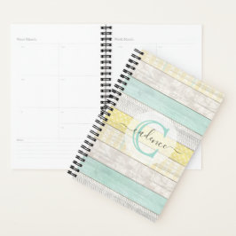 Agenda Rustic Mint & Yellow Boho Geo Modern Personalizado