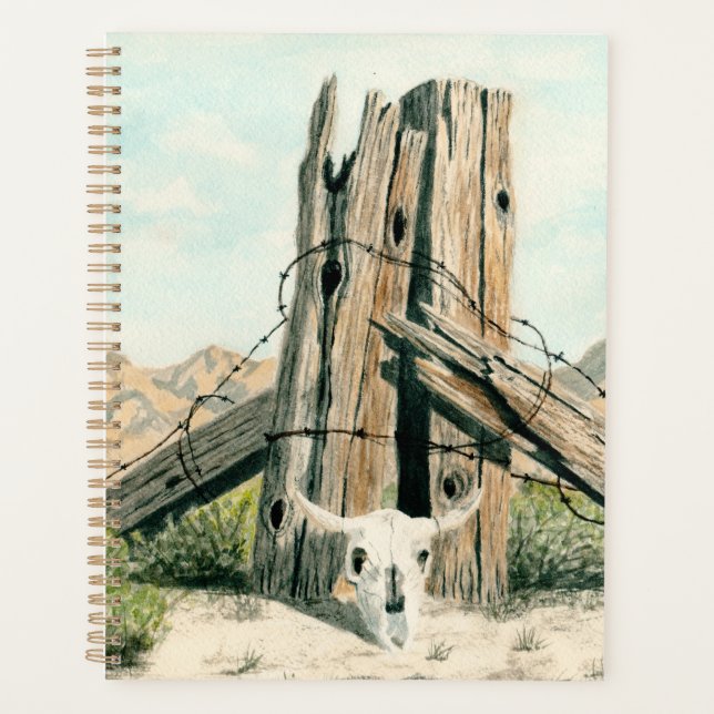 Agenda Rustic Old West watercolor art; Desert planner (Frente)