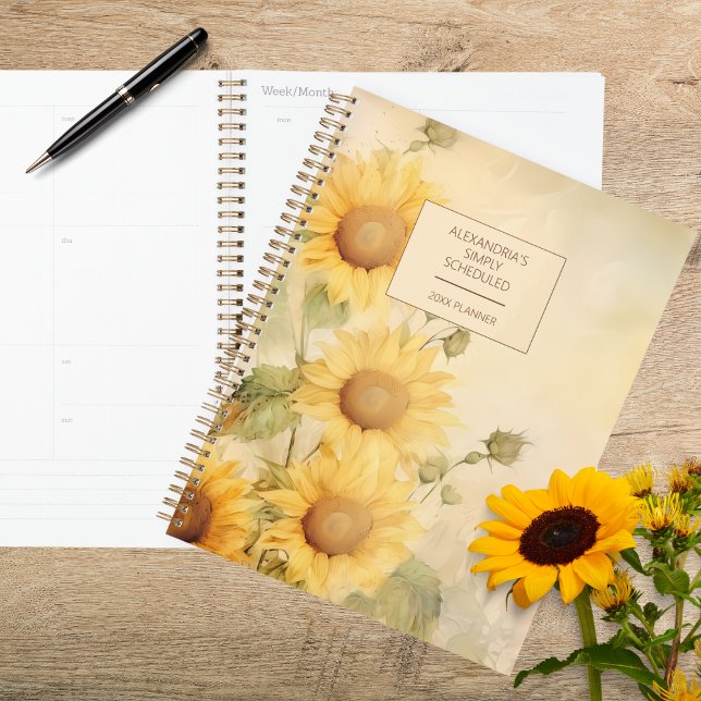 Agenda Rustic Watercolor Sunflower (Criador carregado)
