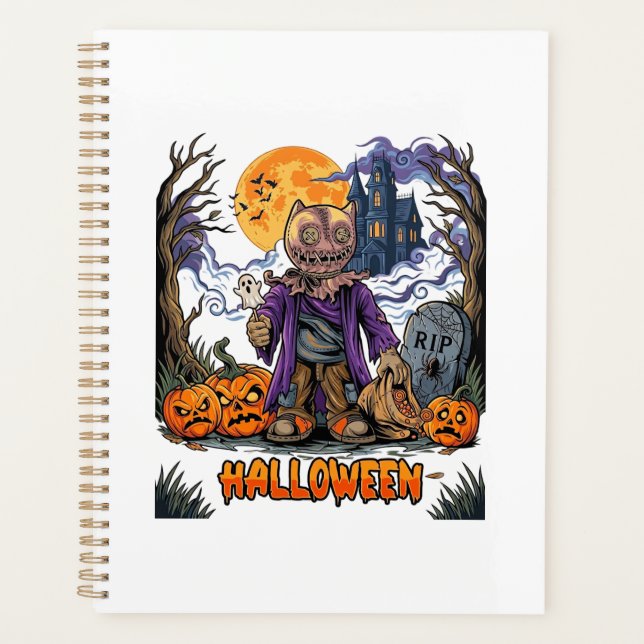 Agenda Saco de Doces Espantalho de Halloween Abóboras Cas (Frente)