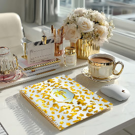 Agenda Safari Chic Luxo Dourado & Impressão Animal Branco