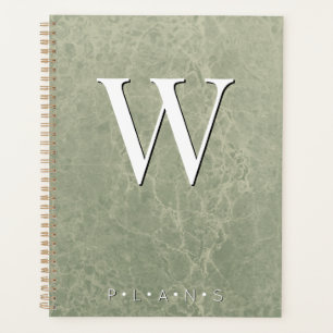 Agenda Sage Green Modern Marble Monograma