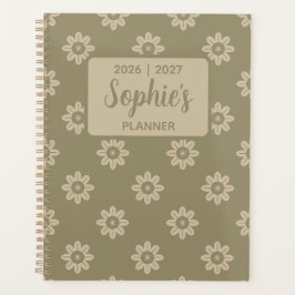 Agenda Sage Verde Floral de Margarida Ano Letivo
