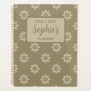 Agenda Sage Verde Floral de Margarida Ano Letivo