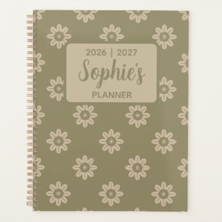 Agenda Sage Verde Floral de Margarida Ano Letivo