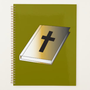 Agenda Sagrada Bíblia Dourada com Cruz Preta Religiosa
