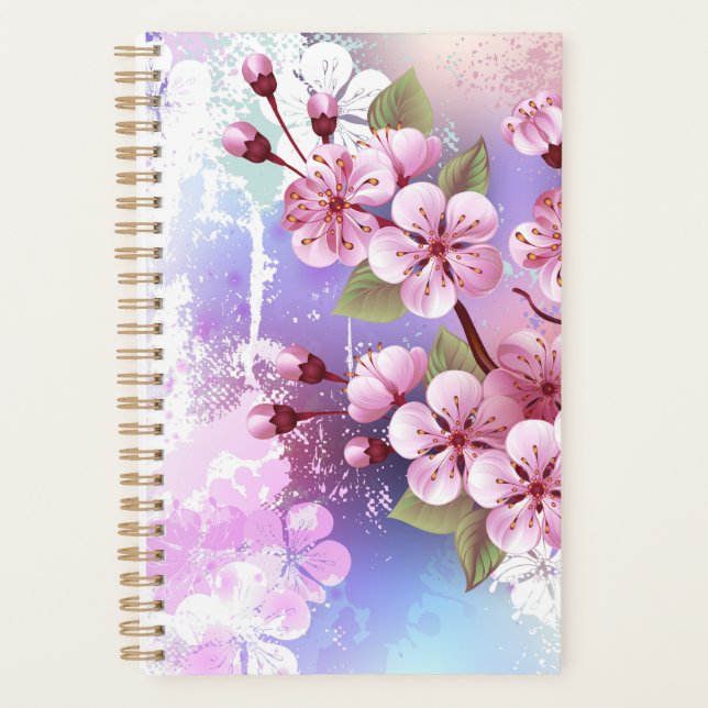Agenda Sakura rosa no fundo da pintura (Frente)