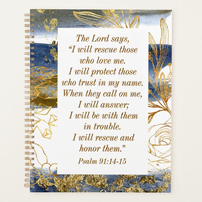 Agenda Salmo 91:14-15 O Senhor diz que vou salvar a Bíbli (Frente)