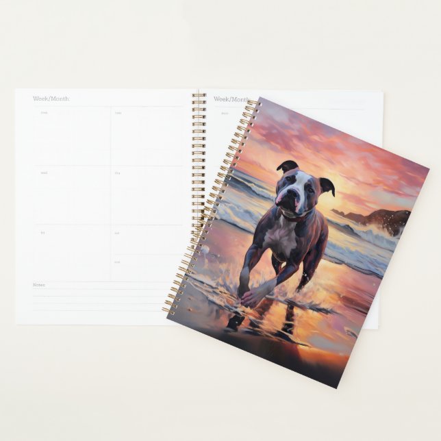 Agenda Sandy American Staffordshire Dog em Beach Sunset (Exibição)