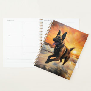 Agenda Sandy Paws Cachorro Malinois Belga em Beach Sunset