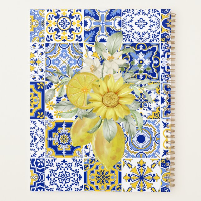 Agenda Sangue do mosaico em azul e amarelo (Verso)