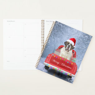 Agenda Santo Bernard Dog Snow sentado Caminhão de Natal
