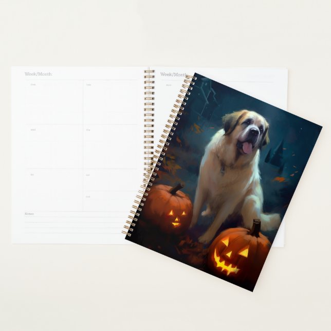 Agenda Santo De Halloween Bernard Com Pumpkins Assustado (Exibição)