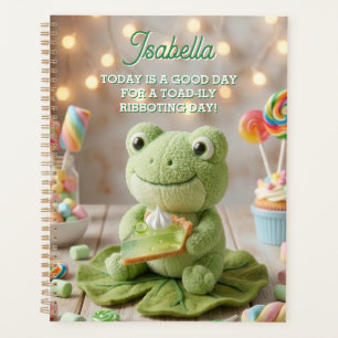 Agenda Sapo de pelúcia fofo segurando torta de limão pers
