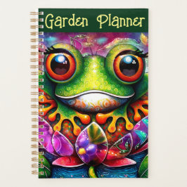 Agenda Sapo Whimsic Pintura De Abstrato Floral Verde