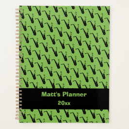 Agenda Saxofone Music Notes Personalizadas Verde
