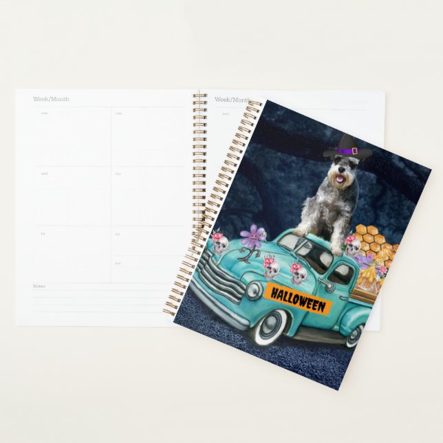 Agenda Schnauzer Cão Halloween Truck Noite Assustadora (Exibição)