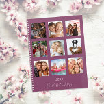 Agenda Script 2025 do plum de colagem de fotos da família<br><div class="desc">Faça sua própria colagem de fotos da família como um presente para sua mãe, esposa ou você mesmo. Use quatro, 9 das suas fotos favoritas de sua família, amigos, destino de viagem de sonho ou animal de estimação! Personalize e adicione um nome e um ano. O nome é escrito com...</div>