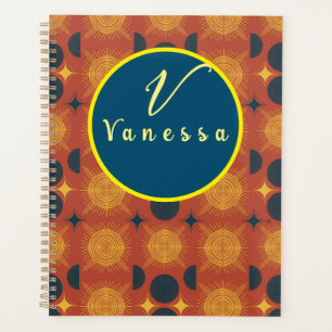 Agenda Script Boho Celestial Sun Moon Monograma