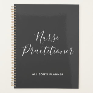 Agenda Script Branco Personalizado de Cinza de Profission