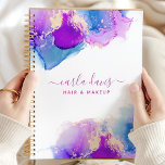 Agenda Script de Assinatura Tinta Azul Roxa<br><div class="desc">Aumente sua organização com este script de assinatura design de tinta púrpura e azul. Perfeito para mulheres que apreciam estilos modernos e artísticos, este planejador combina elegância com funcionalidade. A bela trabalho de arte de tinta a álcool acrescenta um toque sofisticado ao seu planejamento diário. Personalize-o com seu nome para...</div>