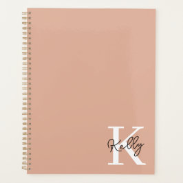 Agenda Script de Monograma Rosa Blush Moderno