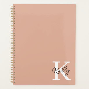 Agenda Script de Monograma Rosa Blush Moderno