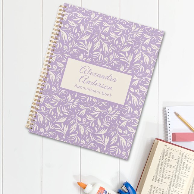 Agenda Script de Padrão de Folhas Florais Mínimas Elegant (Elegant Minimal Floral Leaves Pattern Script Planner)