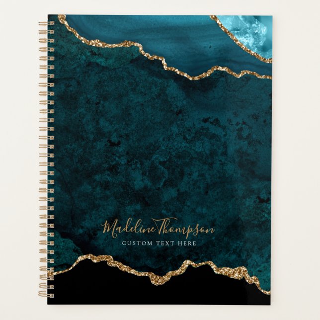 Agenda Script Dourado de Geode Agato de Teal Glam (Frente)