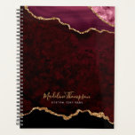 Agenda Script Dourado de Geode Agato do Glam Burgundy Vel<br><div class="desc">Planejador de Script Dourado de Geode Agate do Glam Burgundy Velvet</div>