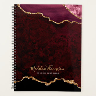 Agenda Script Dourado de Geode Agato do Glam Burgundy Vel