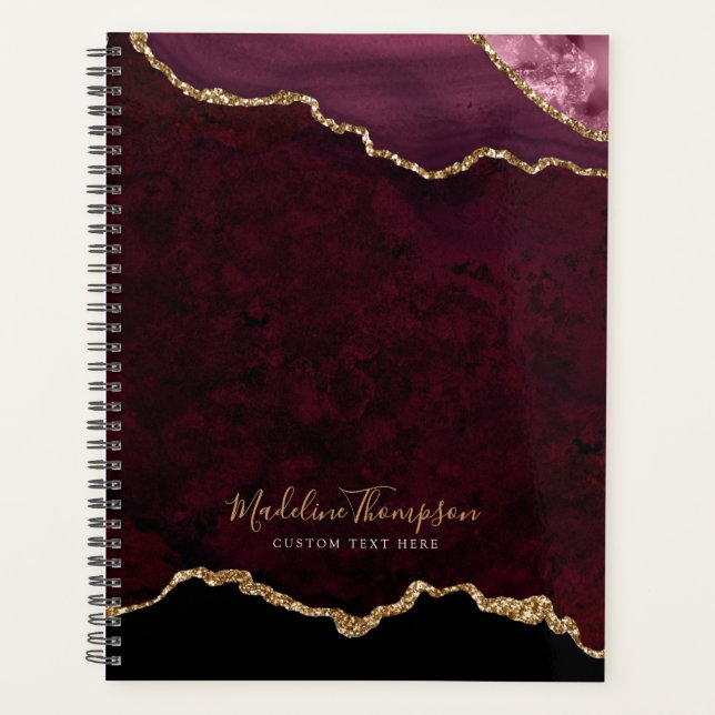 Agenda Script Dourado de Geode Agato do Glam Burgundy Vel (Frente)