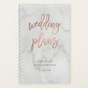 Agenda Script Dourado Faux Rosa em Marble Planner de Ca
