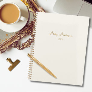 Agenda Script Dourado Mínimo Moderno Simples Desligado