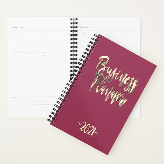 Agenda Script Dourado Vermelho Cor-de-rosa do Business Pl (Exibição)