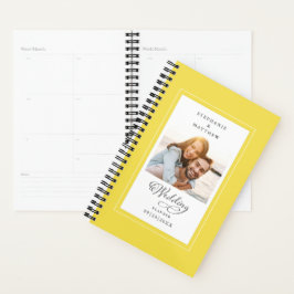 Agenda Script Elegante Amarelo Branco Personalizado de Ca