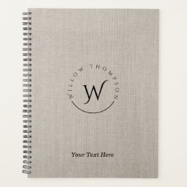 Agenda Script Elegante de Linen Linen Russo Monograma