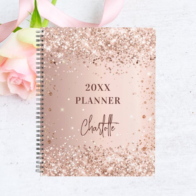 Agenda script glam 2023 do rosa gold blush glitter name (Criador carregado)