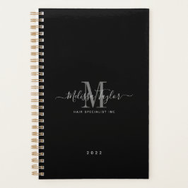 Agenda Script manuscrito preto e branco simples moderno