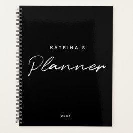 Agenda Script minimalista preto-branco personalizado
