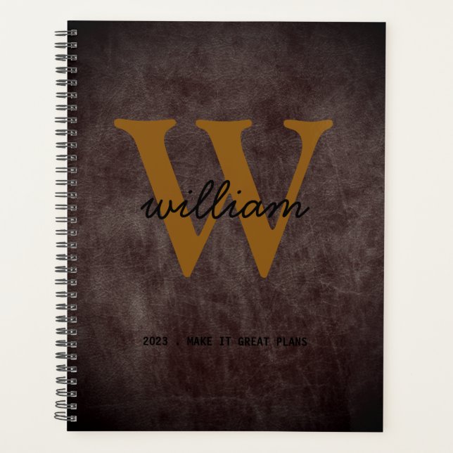 Agenda Script moderno de couro cabeludo de hamburdy que f (Frente)