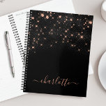 Agenda Script Moderno Glamoroso Elegante Glamoroso Dourad<br><div class="desc">Crie seu próprio planejador de brilho de diamante preto e rosa personalizado com seu nome de script personalizado moderno e manuscrito.</div>