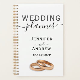 Agenda Script preto e branco moderno com Casamento de Ané