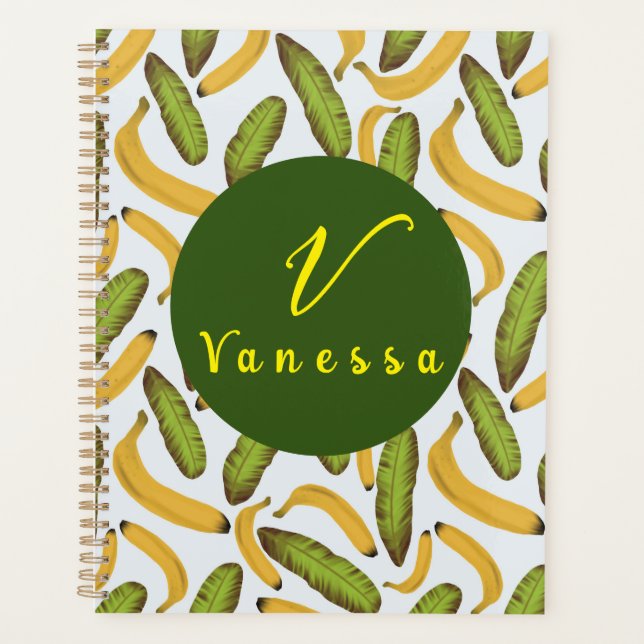 Agenda Script Tropical Banana Leaf Monograma (Frente)