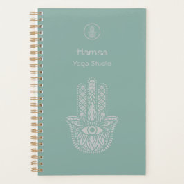 Agenda Seafoam Green Yoga Studio Hamsa Personalizável