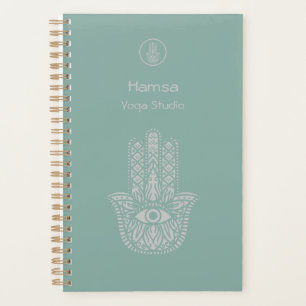 Agenda Seafoam Green Yoga Studio Hamsa Personalizável