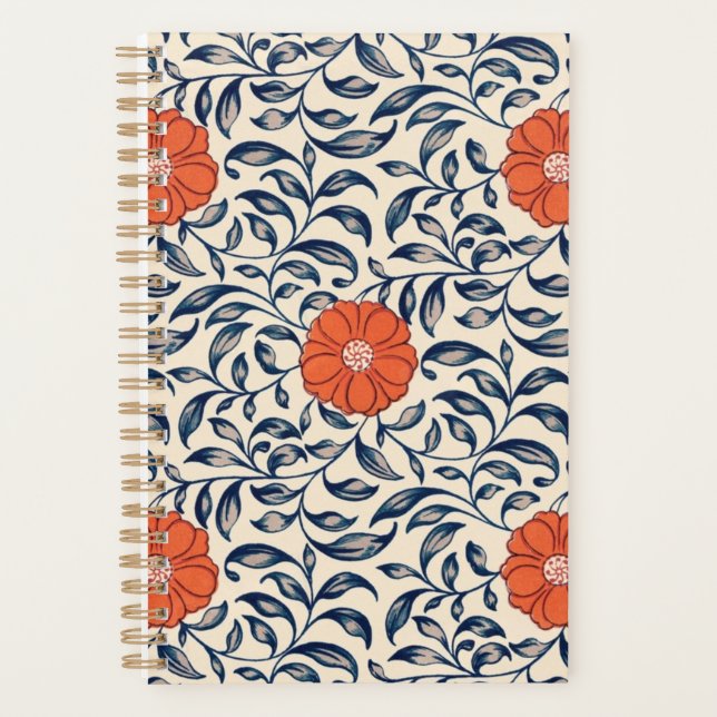Agenda Seamless floral pattern with vibrant orange flower (Frente)