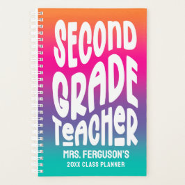 Agenda Second Grade Teacher Colorful Ombre 